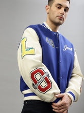 Embroidered Detail Stand Collar Varsity Jacket